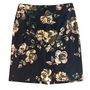 J Crew Womens Skirt The Pencil Floral Back Zip Career Office Black Size 6